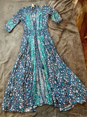 Jaase Teal & Navy Floral Boho Maxi Dress